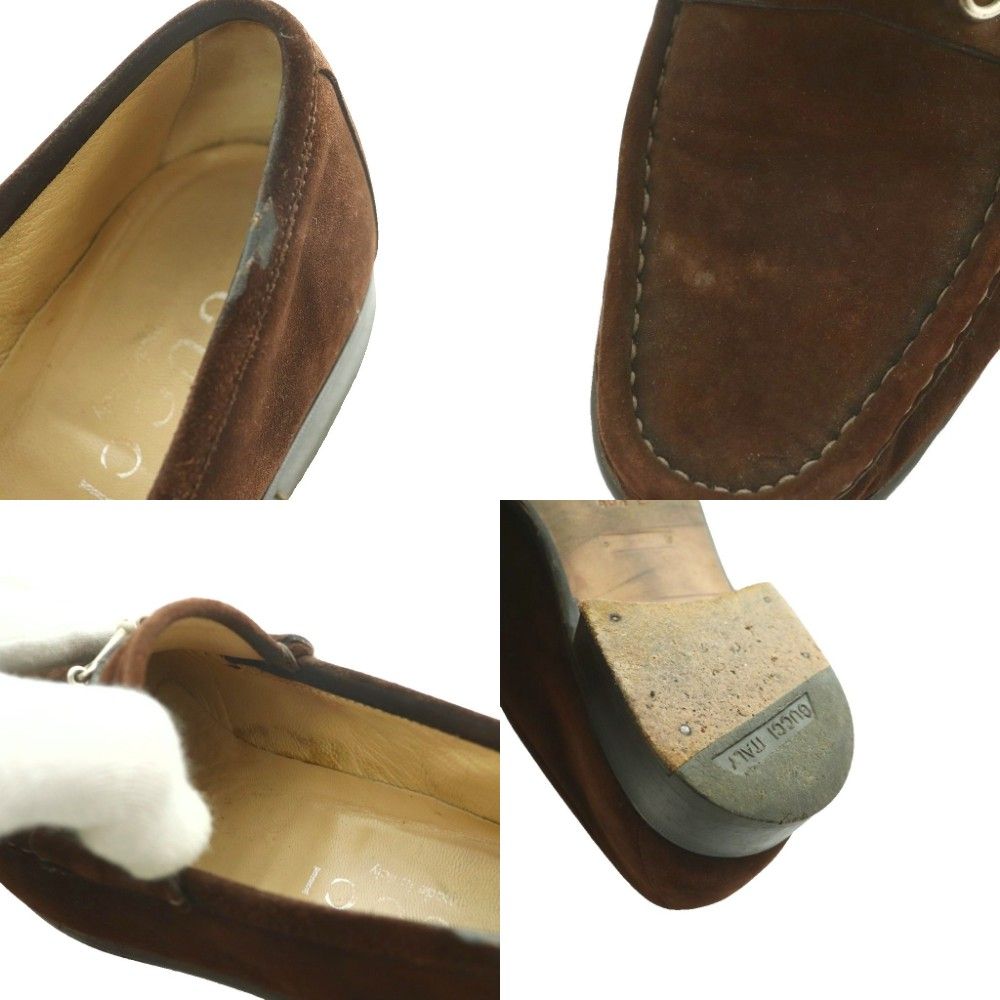 Gucci Suede Loafers Horsebit Low Heels Round Toe 40.5 Brown SS — view 9