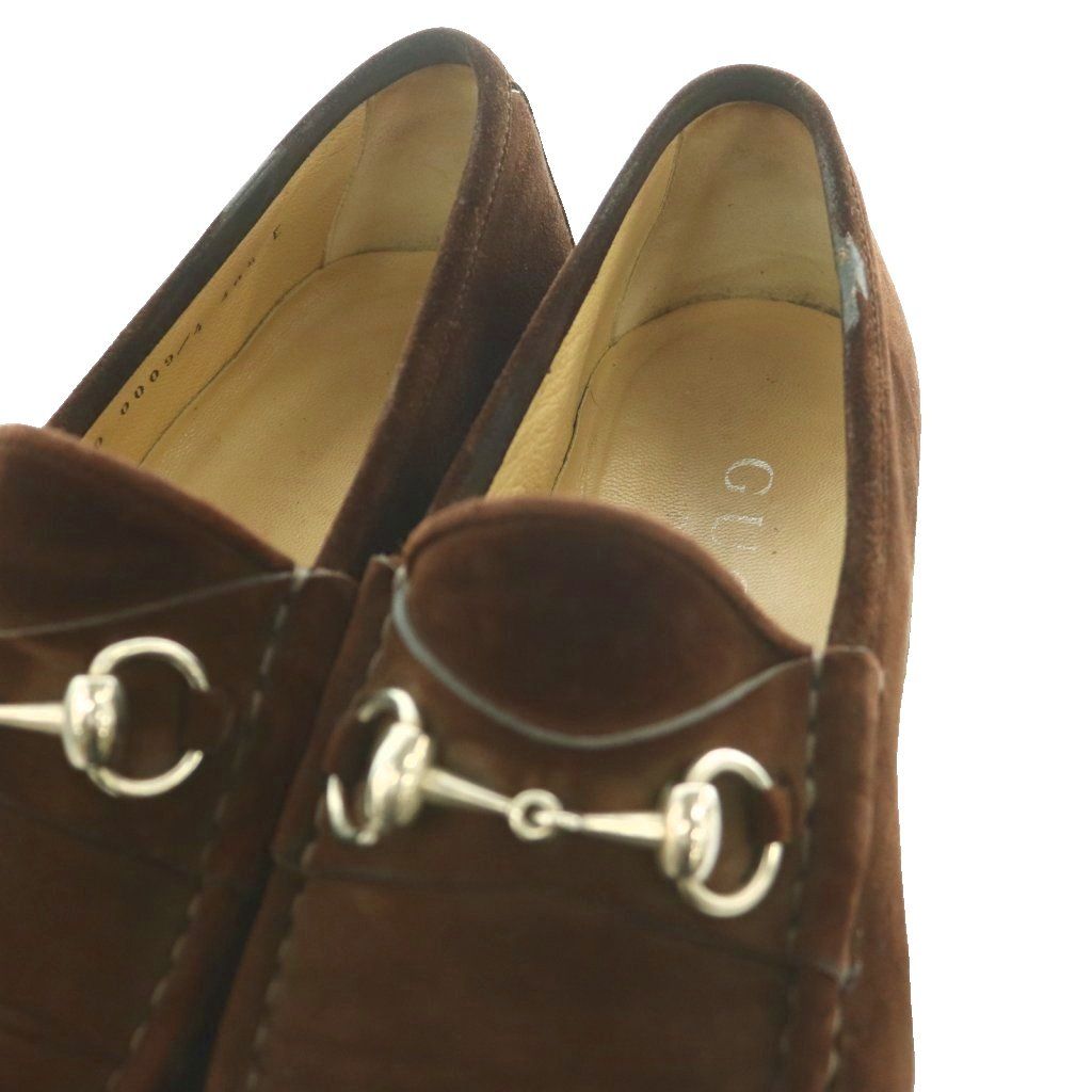 Gucci Suede Loafers Horsebit Low Heels Round Toe 40.5 Brown SS — view 4