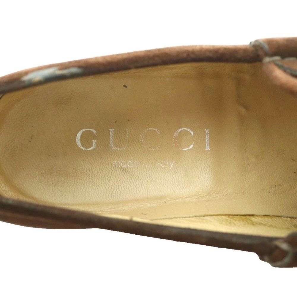 Gucci Suede Loafers Horsebit Low Heels Round Toe 40.5 Brown SS — view 7