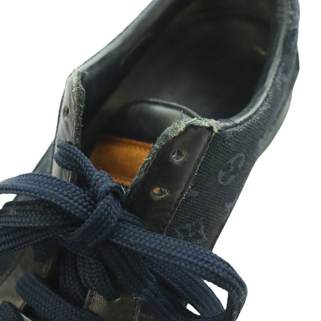 Louis Vuitton Monogram Mini Sneakers Canvas Leather 34.5 Navy Black SS — view 8