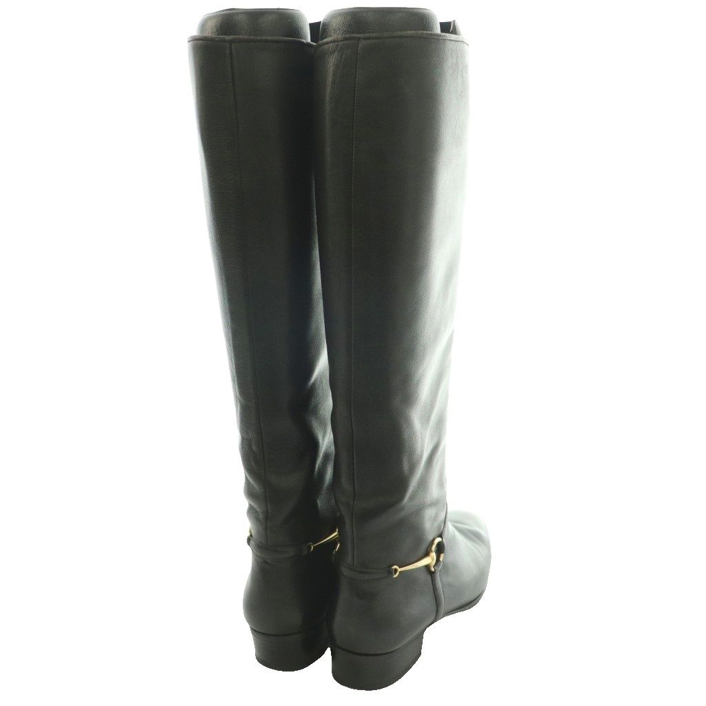 Gucci Vintage Round Toe Long Boots Horsebit Details Leather 36 Black SS — view 6