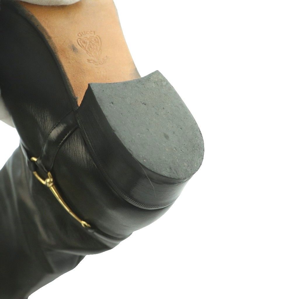 Gucci Vintage Round Toe Long Boots Horsebit Details Leather 36 Black SS — view 9