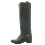 Gucci Vintage Round Toe Long Boots Horsebit Details Leather 36 Black SS