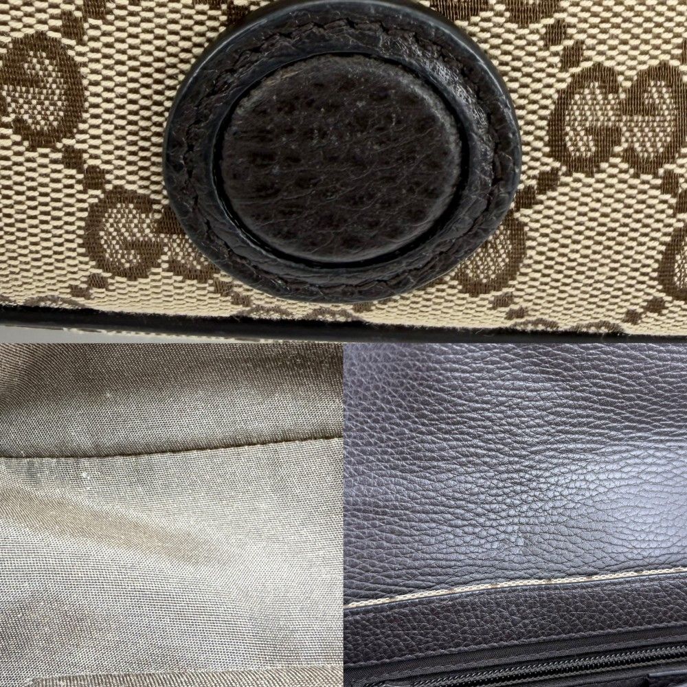 Gucci Shoulder Bag GG Canvas Leather Beige Brown Silver — view 7