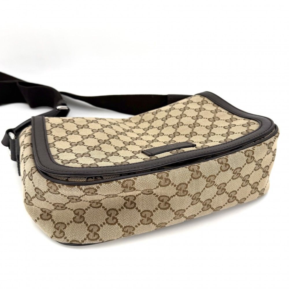 Gucci Shoulder Bag GG Canvas Leather Beige Brown Silver — view 3