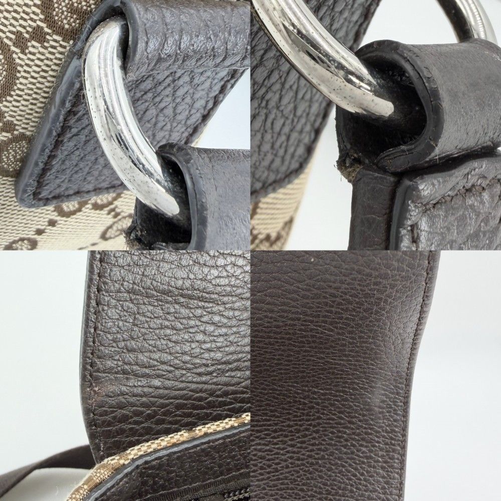 Gucci Shoulder Bag GG Canvas Leather Beige Brown Silver — view 6