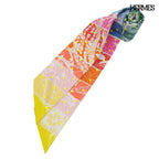 Hermes Twilly Jungle Love Rainbow Plume T Dot 100% Silk Scarf