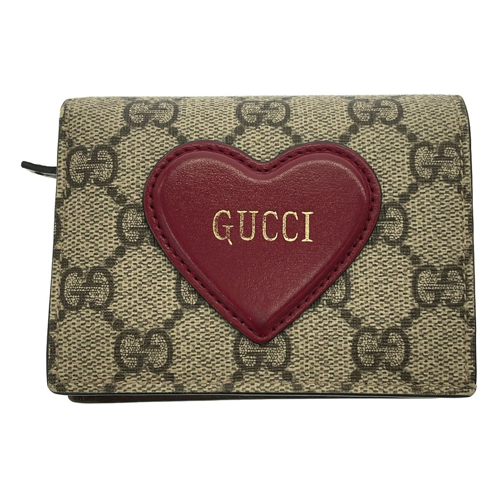Gucci GG Supreme Heart Compact Wallet Beige