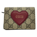 Gucci GG Supreme Heart Compact Wallet Beige