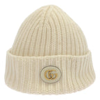 Gucci Double Wool Cashmere Knit Cap White