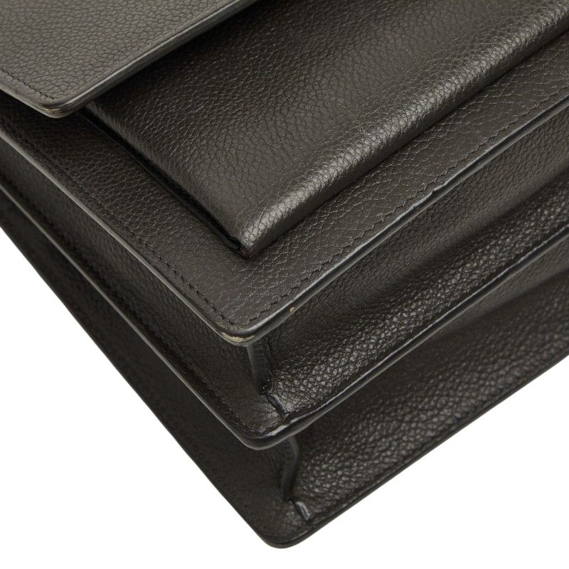 Saint Laurent YSL Logo Sunset Chain Shoulder Bag Gray Leather — view 5
