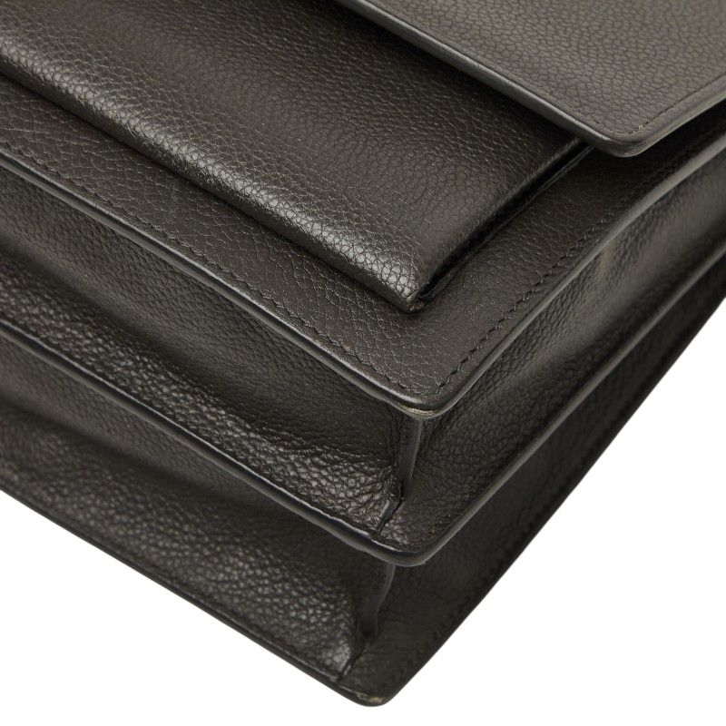Saint Laurent YSL Logo Sunset Chain Shoulder Bag Gray Leather — view 4