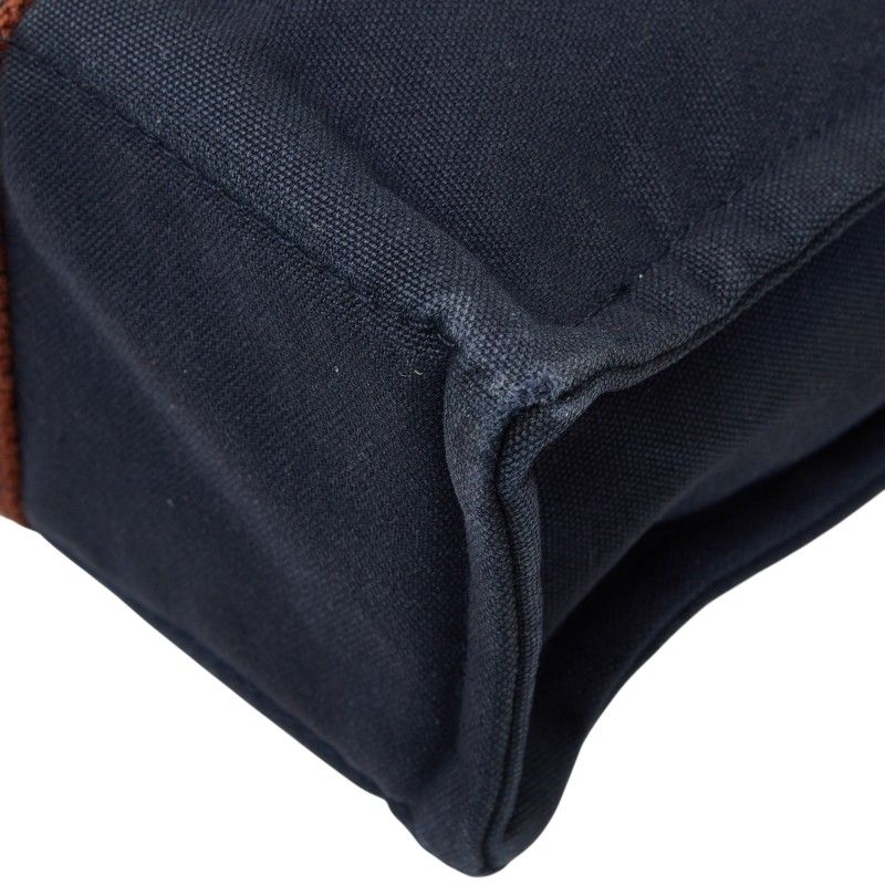 Hermes Fourre Tout PM Mini Tote Navy Brown Canvas — view 4