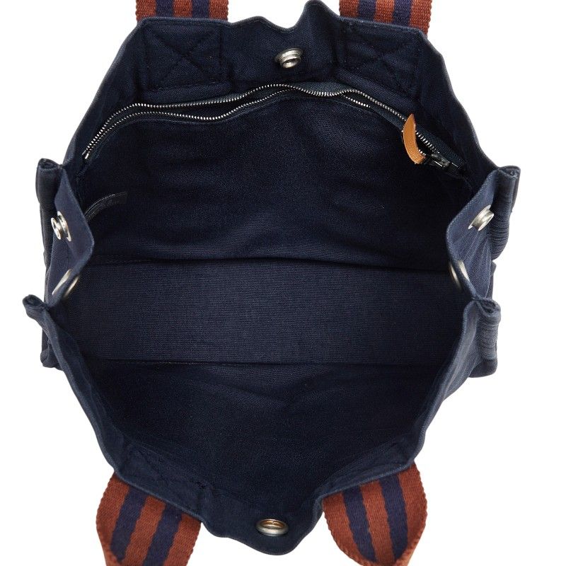 Hermes Fourre Tout PM Mini Tote Navy Brown Canvas — view 8