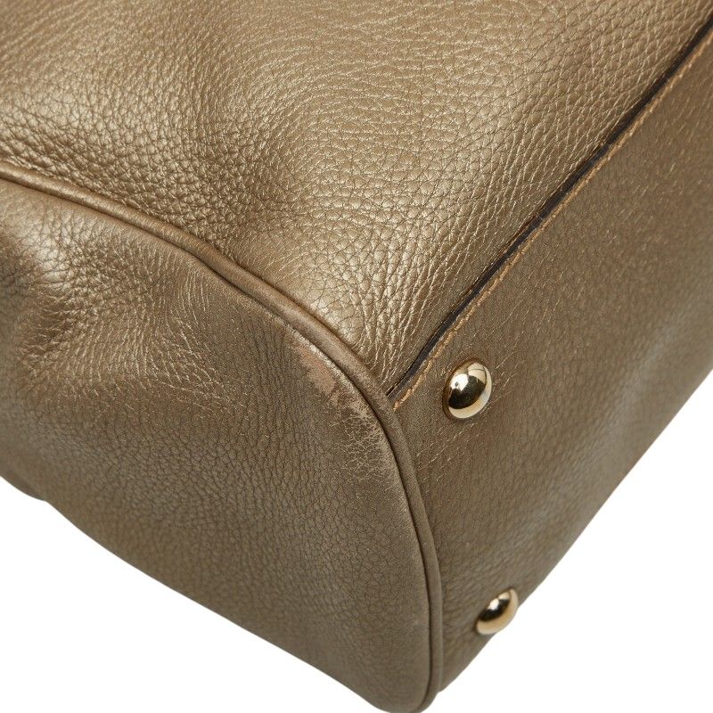 Gucci Bambu 2-Way Shoulder Bag Gold Brown Leather — view 5