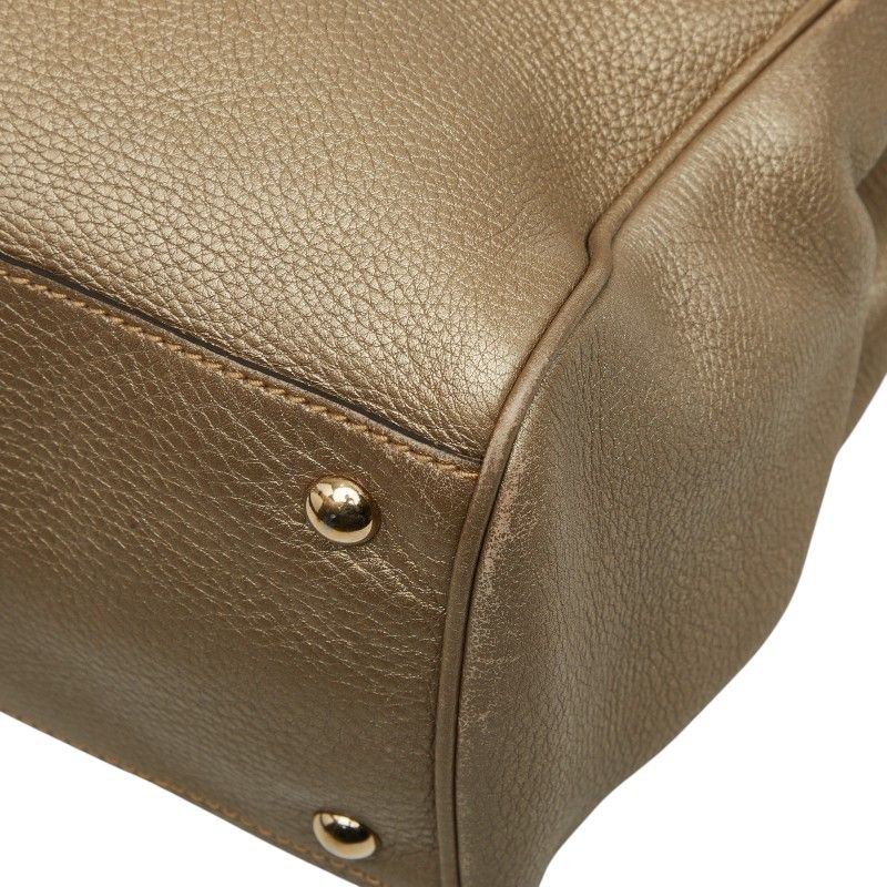 Gucci Bambu 2-Way Shoulder Bag Gold Brown Leather — view 6