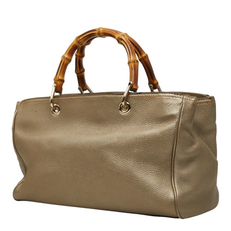 Gucci Bambu 2-Way Shoulder Bag Gold Brown Leather — view 2