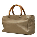 Gucci Bambu 2-Way Shoulder Bag Gold Brown Leather — view 2