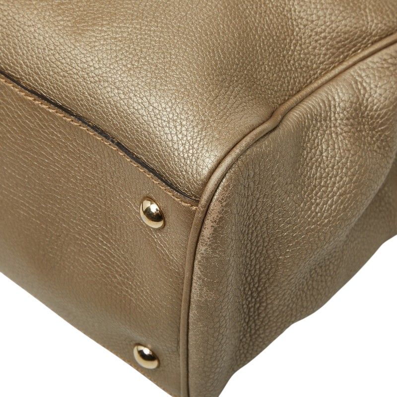 Gucci Bambu 2-Way Shoulder Bag Gold Brown Leather — view 4