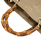 Gucci Bambu 2-Way Shoulder Bag Gold Brown Leather — view 8