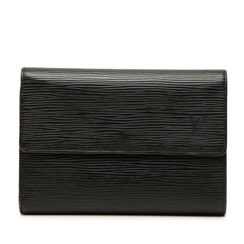 Louis Vuitton Epi Porte Tresor le Tuy Papier Trifold Wallet Black Leather