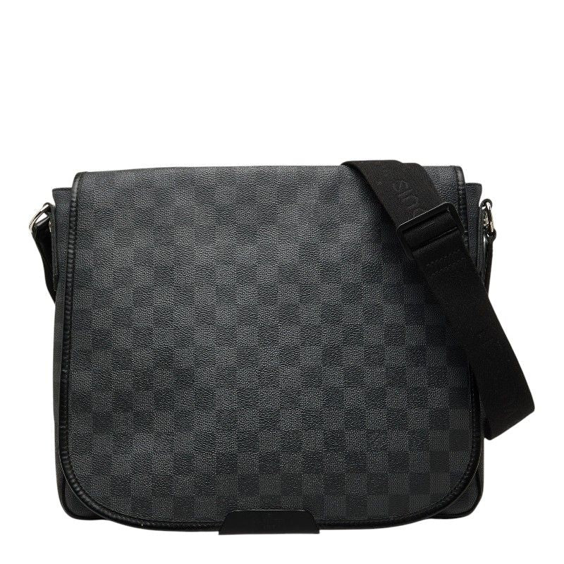 Louis Vuitton Damier Graphite Daniel MM Crossbody Shoulder Bag Black Leather
