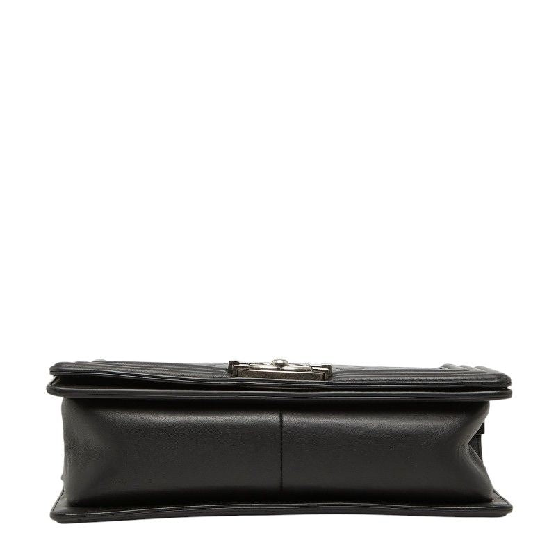 Chanel Boy Quilted CC Logo Chain Shoulder Bag Black Lambskin — view 3