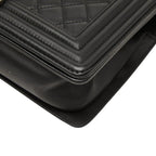 Chanel Boy Quilted CC Logo Chain Shoulder Bag Black Lambskin — view 4