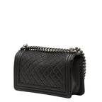 Chanel Boy Quilted CC Logo Chain Shoulder Bag Black Lambskin — view 2