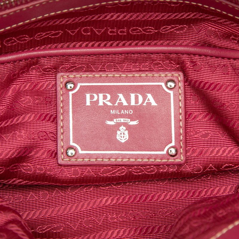 Prada Logo Tote Pink Nylon Leather — view 7