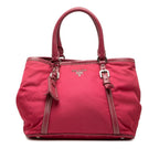 Prada Logo Tote Pink Nylon Leather
