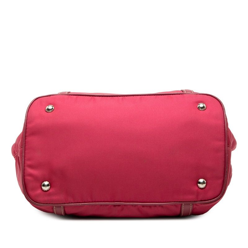 Prada Logo Tote Pink Nylon Leather — view 3