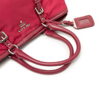 Prada Logo Tote Pink Nylon Leather — view 5
