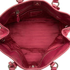 Prada Logo Tote Pink Nylon Leather — view 6