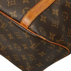 Louis Vuitton Monogram Sac Shopping Tote Shoulder Bag Brown Leather — view 4