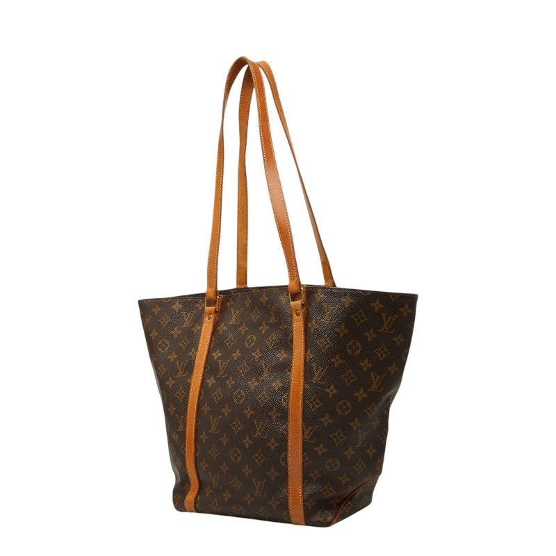 Louis Vuitton Monogram Sac Shopping Tote Shoulder Bag Brown Leather — view 2