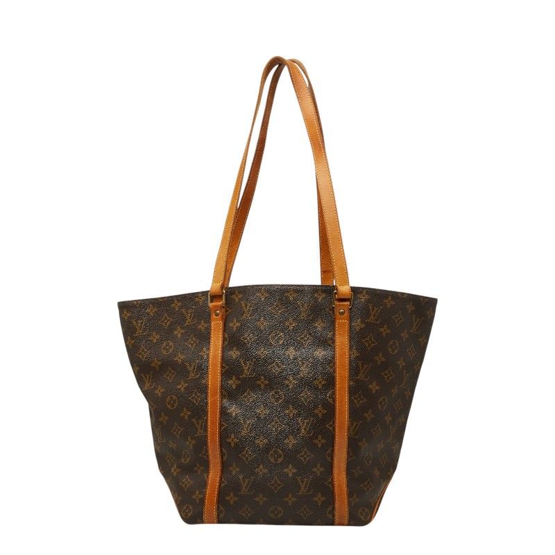 Louis Vuitton Monogram Sac Shopping Tote Shoulder Bag Brown Leather