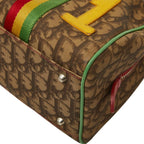 Dior Lotta Rasta Line Mini Boston Bag Brown Red Yellow Green Leather — view 4