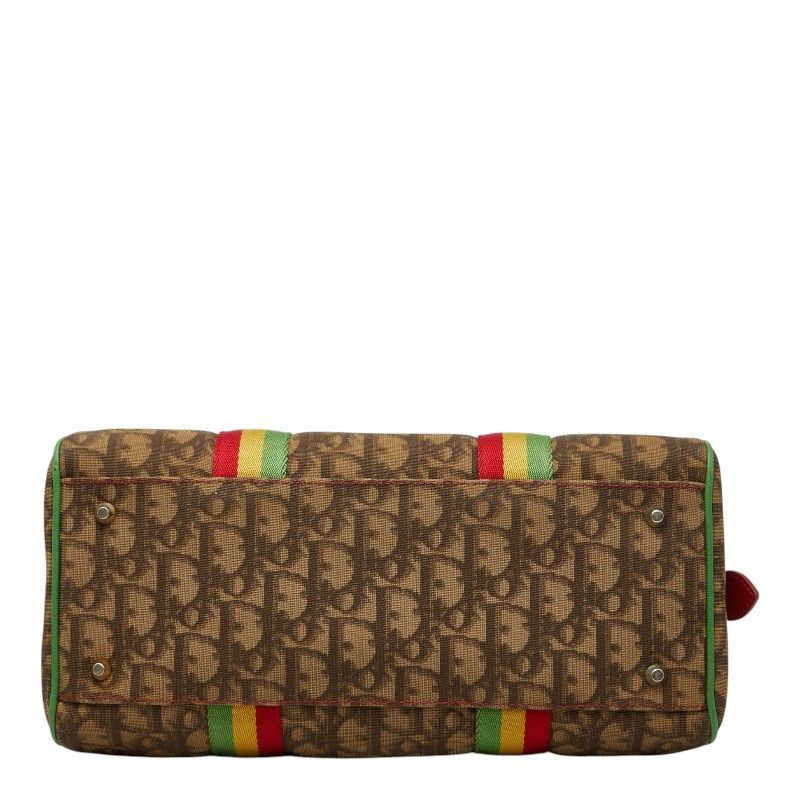 Dior Lotta Rasta Line Mini Boston Bag Brown Red Yellow Green Leather — view 3