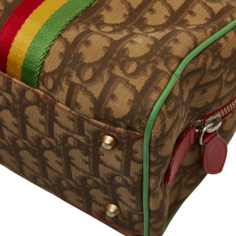 Dior Lotta Rasta Line Mini Boston Bag Brown Red Yellow Green Leather — view 6