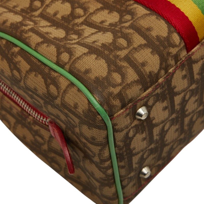Dior Lotta Rasta Line Mini Boston Bag Brown Red Yellow Green Leather — view 7