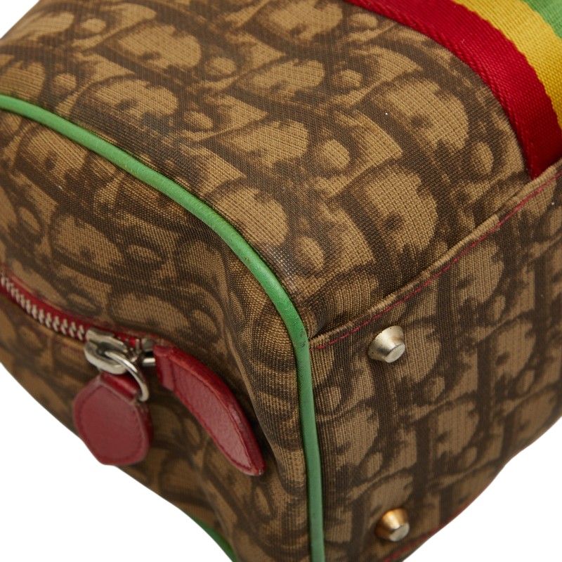 Dior Lotta Rasta Line Mini Boston Bag Brown Red Yellow Green Leather — view 5