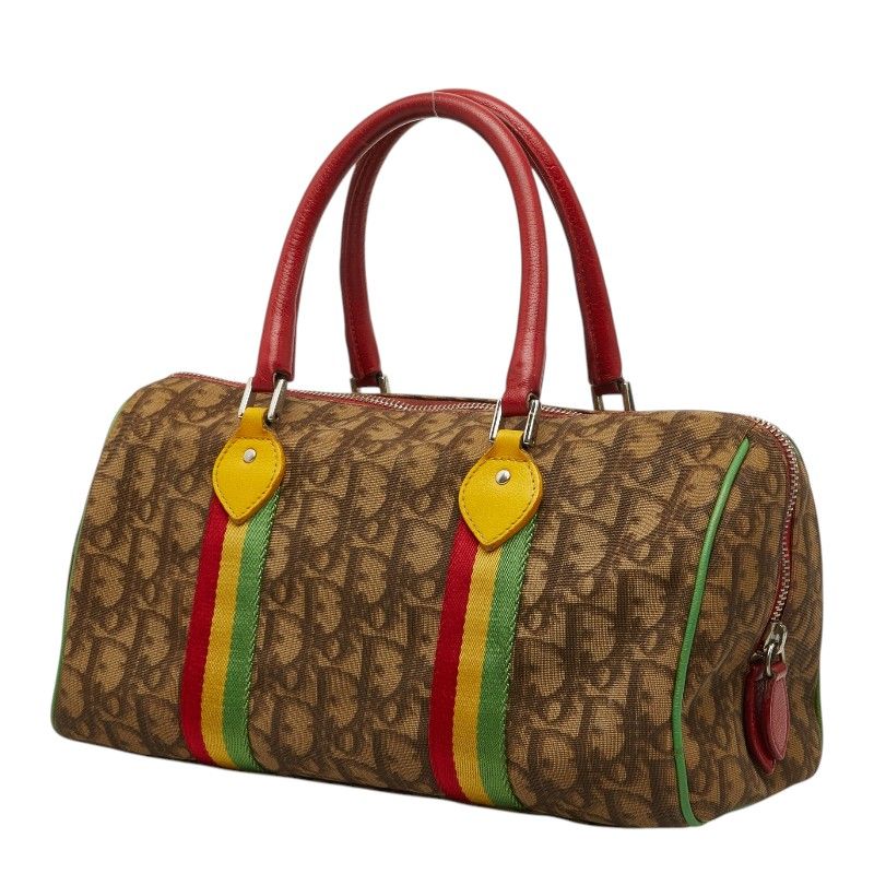 Dior Lotta Rasta Line Mini Boston Bag Brown Red Yellow Green Leather — view 2
