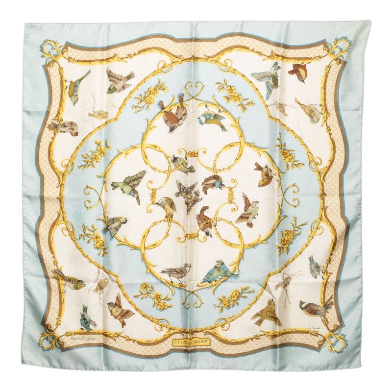 Hermes Carre 90 la Cle Des Champs Key to Freedom Scarf Large Blue Multicolor