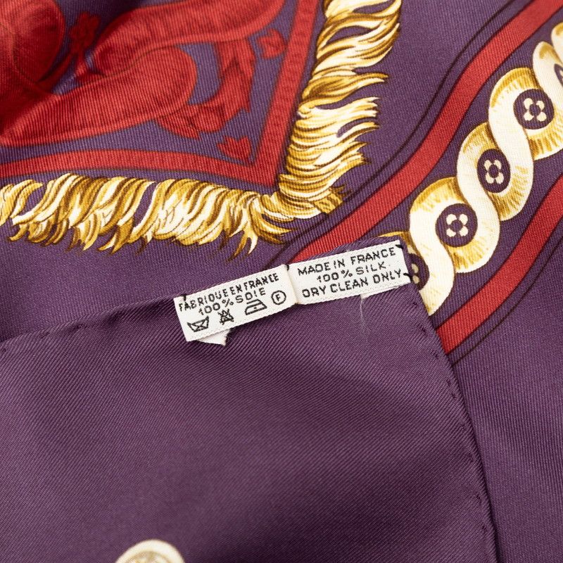 Hermes Carre 90 Bridede Cour Scarf Large Purple Multicolor Silk — view 6
