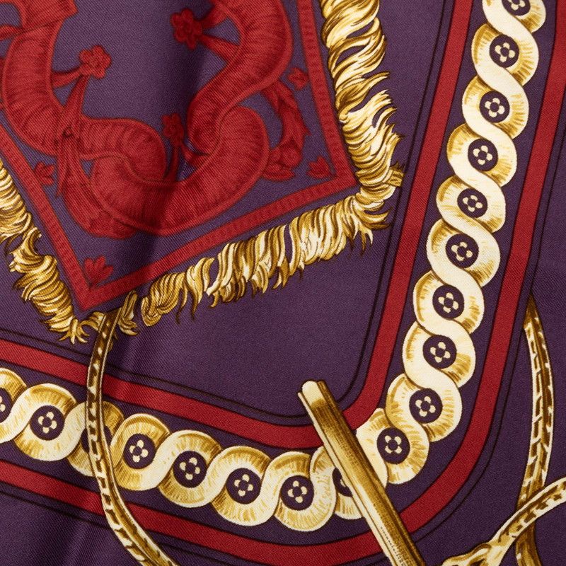 Hermes Carre 90 Bridede Cour Scarf Large Purple Multicolor Silk — view 3