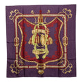 Hermes Carre 90 Bridede Cour Scarf Large Purple Multicolor Silk