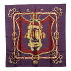 Hermes Carre 90 Bridede Cour Scarf Large Purple Multicolor Silk