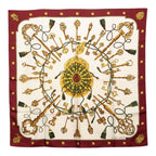 Hermes Carre 90 les Cles the Keys Rare Key Pattern Scarf Large Wine