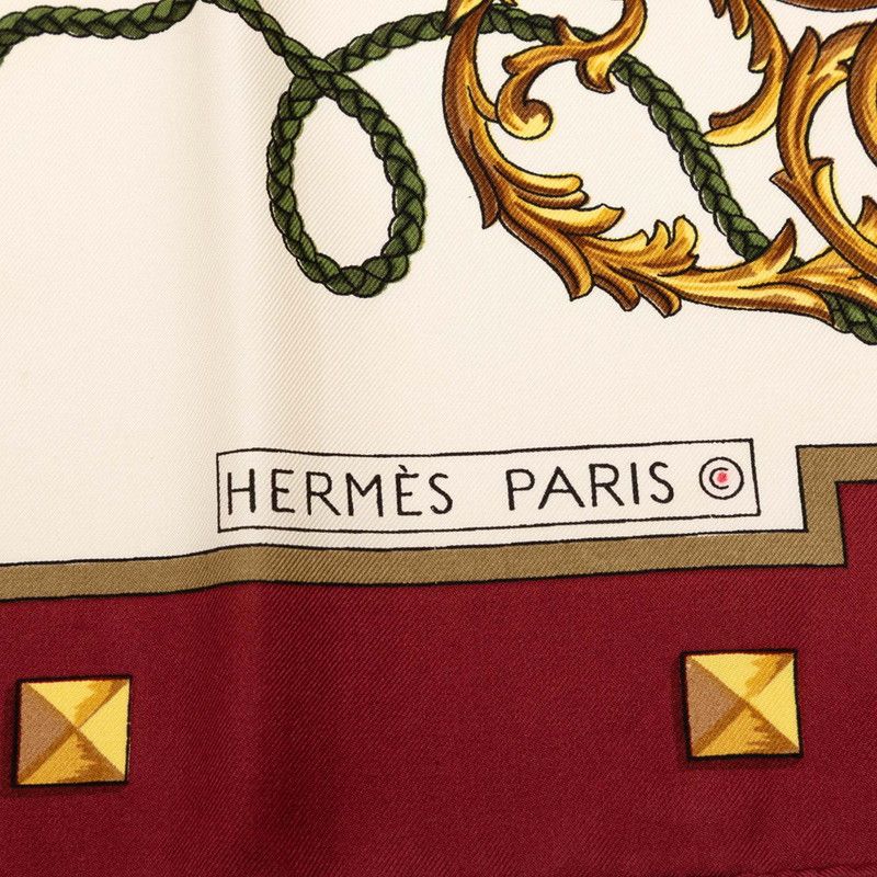 Hermes Carre 90 les Cles the Keys Rare Key Pattern Scarf Large Wine — view 6